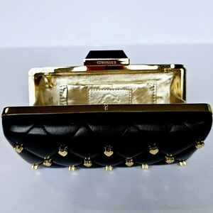 C.Wonder Black Quilted‎ Gold Heart Clutch Gold Inside Hardware - M970.2